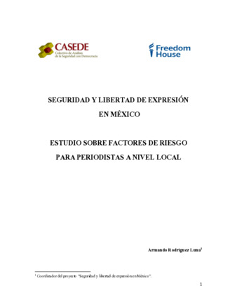 Seguridad y libertad de expresión en México: estudio sobre factores de riesgo para periodistas a nivel local Miniatura