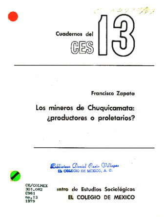 Los mineros de Chuquicamata : ¿productores o proletarios? Miniatura