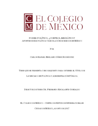 Poder político, ¿control mediático?: apuntes sobre política y regulación de medios en México Miniatura