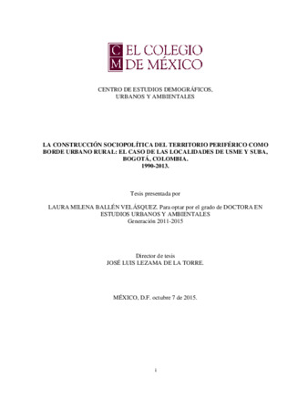 La construcción sociopolítica del territorio periférico como borde urbano rural: el caso de las localidades de Usme y Suba, Bogotá, Colombia, 1990-2013 thumbnail