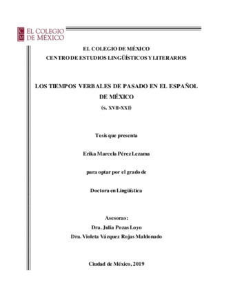 Los tiempos verbales de pasado en el español de México (s. XVLL-XXI) Miniatura