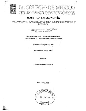 Grupos de interés y regulación ambiental en Colombia: el caso de los recursos hídricos thumbnail