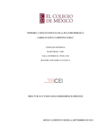 Suprema Corte de Justicia de la Nación en México: cambio político e institucional Miniatura