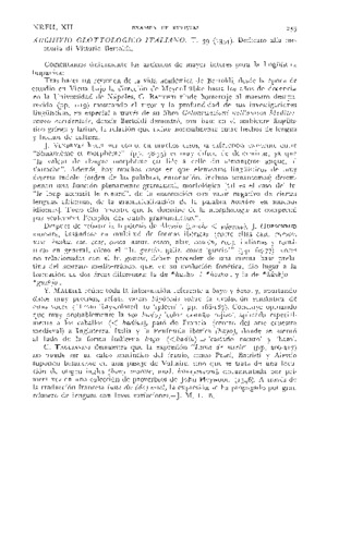 Reseña de la revista: Archivio glottologico italiano. T. 39 (1954). Dedicato alla memoria di Vittorio Bertoldi Miniatura