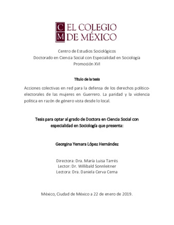 Acciones colectivas en red para la defensa de los derechos político-electorales de las mujeres en Guerrero : la paridad y la violencia política en razón de género vista desde lo local Miniatura