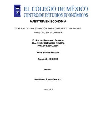 El sistema bancario sombra: análisis de un modelo teórico para su regulación Miniatura