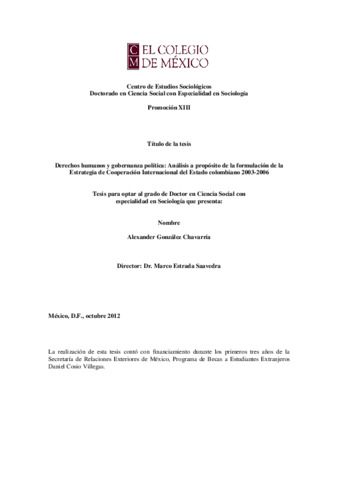 Derechos humanos y gobernanza política: análisis a propósito de la formulación de la estrategia de cooperación internacional del Estado colombiano 2003-2006 Miniatura