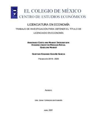 Arbitrage costs and market integration : evidence from the Mexican retail gasoline market Miniatura