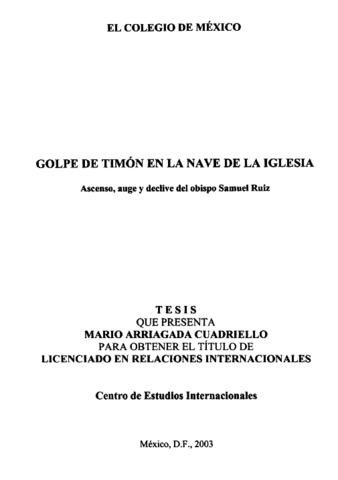 Golpe de timón en la nave de la iglesia: ascenso, auge y declive del obispo Samuel Ruiz Miniatura