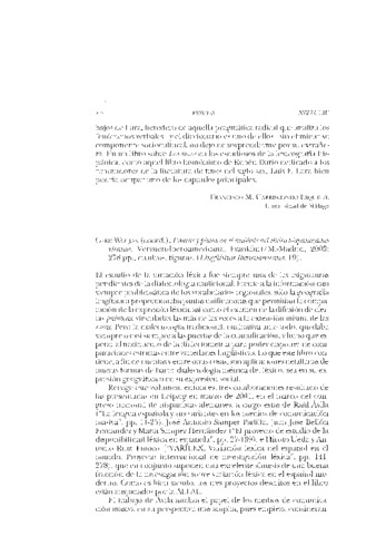 Reseña del libro: Gerd Wotjak (coord.). Pautas y pistas en el análisis del léxico hispano(americano). Frankfurt/M. : Vervuert ; Madrid : Iberoamericana, 2003. 278 p. : cuadros, figuras. (Lingüística iberoamericana ; 19). Miniatura