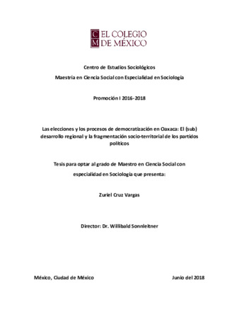 Las elecciones y los procesos de democratización en Oaxaca: el (sub)desarrollo regional y la fragmentación socio-territorial de los partidos políticos thumbnail