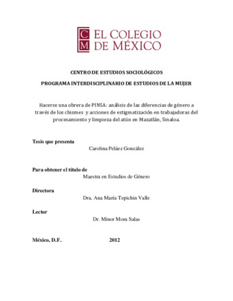 Hacerse una obrera de PINSA: análisis de las diferencias de género a través de los chismes y acciones de estigmatización en trabajadoras del procesamiento y limpieza del atún en Mazatlán, Sinaloa Miniatura