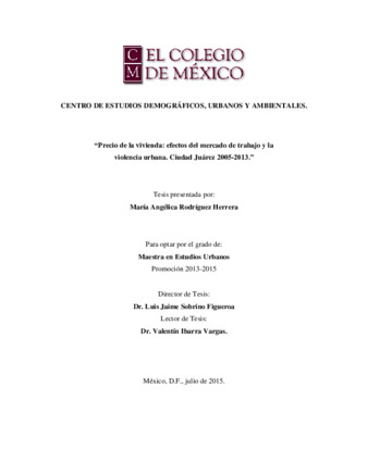 Precio de la vivienda: efectos del mercado de trabajo y la violencia urbana. Ciudad Juárez 2005-2013 thumbnail