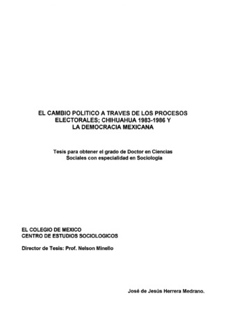 El cambio político a traves de los procesos electorales: Chihuahua 1983-1986 y la democracia mexicana Miniatura