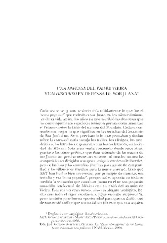 Una defensa del padre Vieira y un discurso en defensa de Sor Juana Miniatura