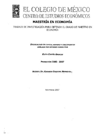 Desigualdad en capital humano y crecimiento: análisis por entidad federativa Miniatura