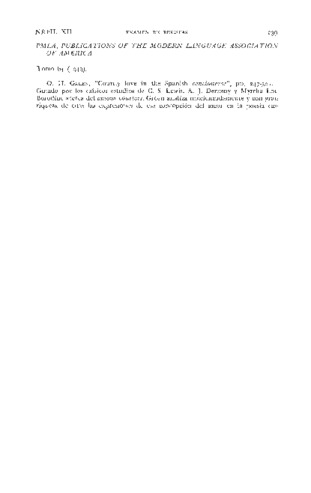 Reseña de la revista: PMLA, Publications of the Modern Language Association of America: Tomo 64 (1949), tomo 65 (1950), tomo 66 (1951) Miniatura