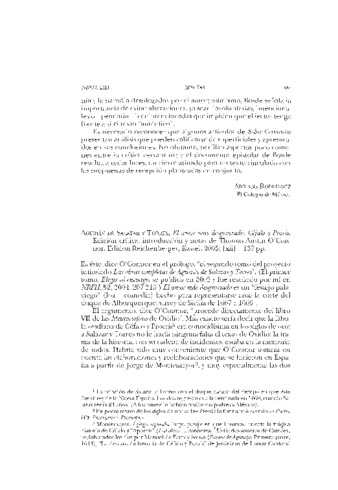 Reseña del libro: Agustín de Salazar y Torres. El amor más desgraciado, Céfalo y Pocris. Edición crítica, introducción y notas de Thomas Austin O'Connor. Kassel : Edition Reichenberger, 2003. [xii], 137 p. Miniatura