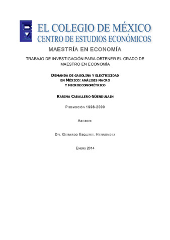 Demanda de gasolina y electricidad en México: análisis macro y microeconométrico Miniatura