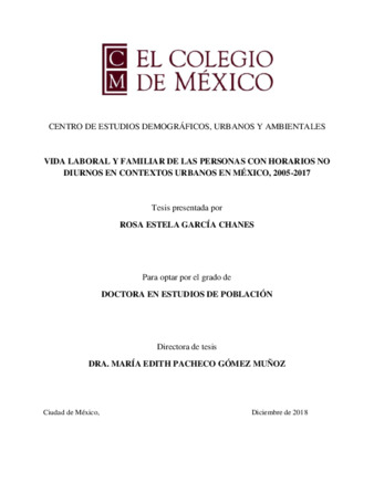 Vida laboral y familiar de las personas con horarios no diurnos en contextos urbanos en México, 2005-2017 thumbnail