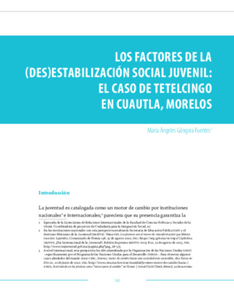 Los factores de la (des)estabilización social juvenil: el caso de Tetelcingo en Cuautla, Morelos Miniatura