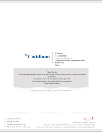 El tema del desplazamiento interno en la agenda pública: una comparación de su situación en México y Colombia Miniatura