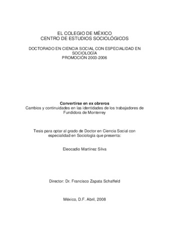 Convertirse en ex obreros: cambios y continuidades en las identidades de los trabajadores de Fundidora de Monterrey Miniatura