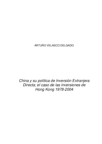 China y su política de inversión extranjera directa: el caso de las inversiones de Hong Kong, 1978-2004 thumbnail