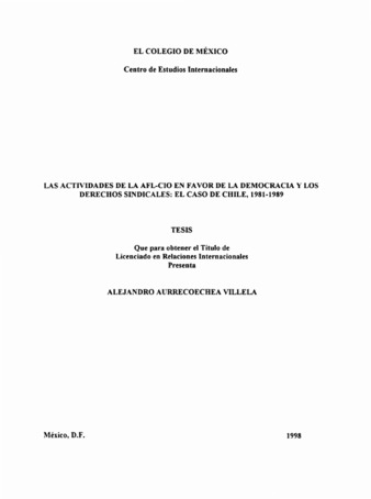 Las actividades de la Afl-cio en favor de la democracia y los derechos sindicales: el caso de Chile, 1981-1989 thumbnail